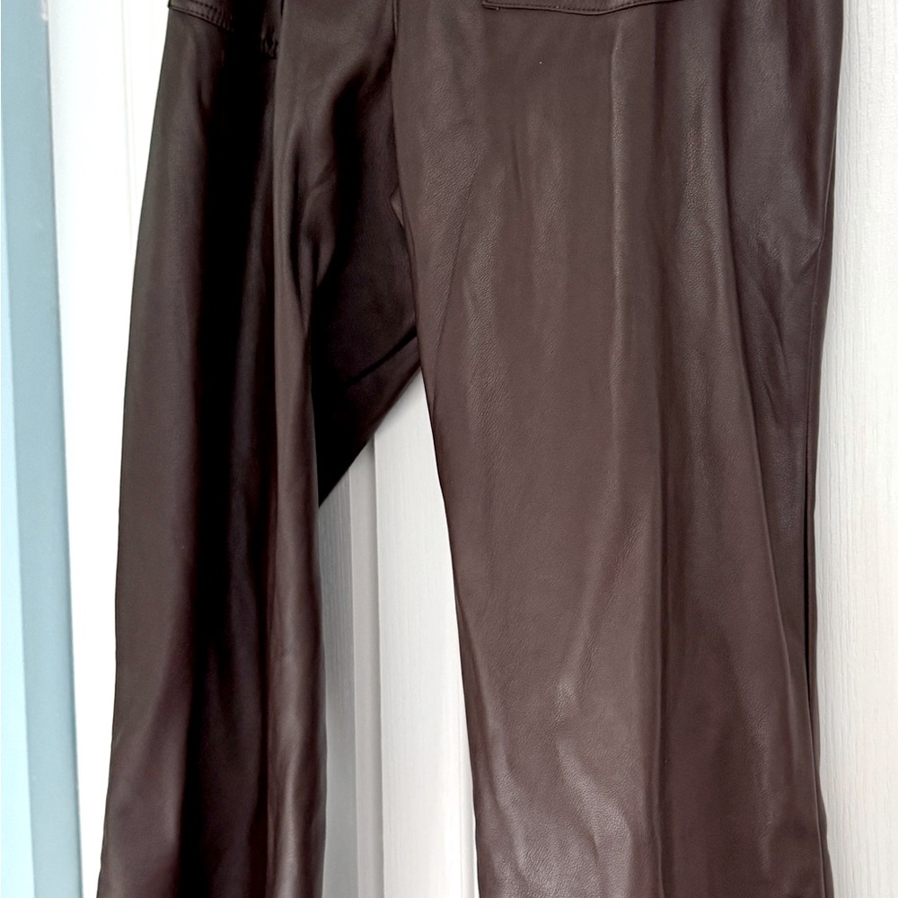 Brown Leather Pants; Anthropologie(Avec Les Filles) ladies pants. Worn once.
